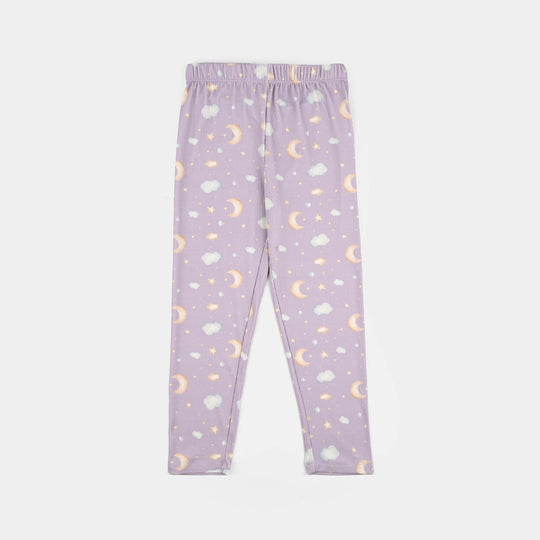 Girls Jersey/Terry Night Suit Moon & Cloud-Purple