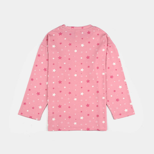 Girls Jersey/Terry Night Suit Star-Pink