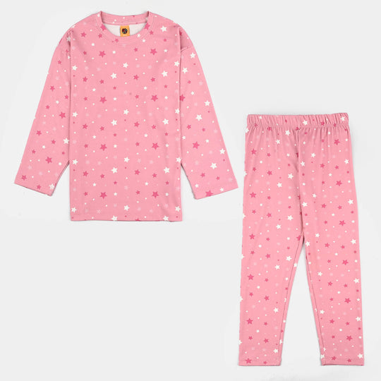Girls Jersey/Terry Night Suit Star-Pink