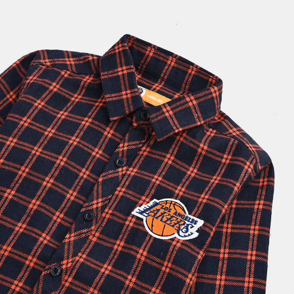Boys Flannel Shirt (Lets Do IT)-Black Check