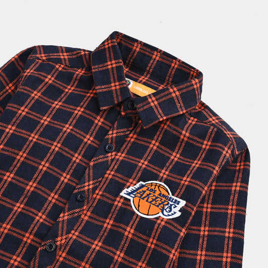 Boys Flannel Shirt (Lets Do IT)-Black Check
