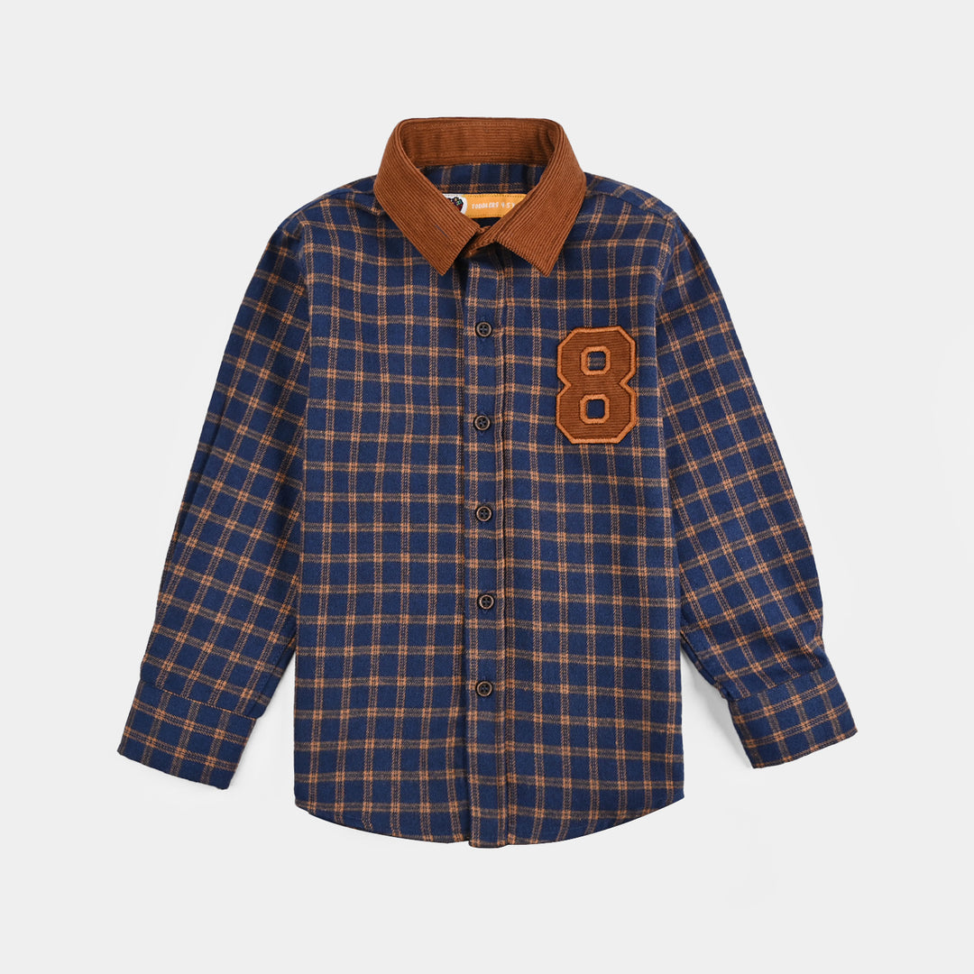 Boys Flannel Shirt F/S (Eight)-Blue Check