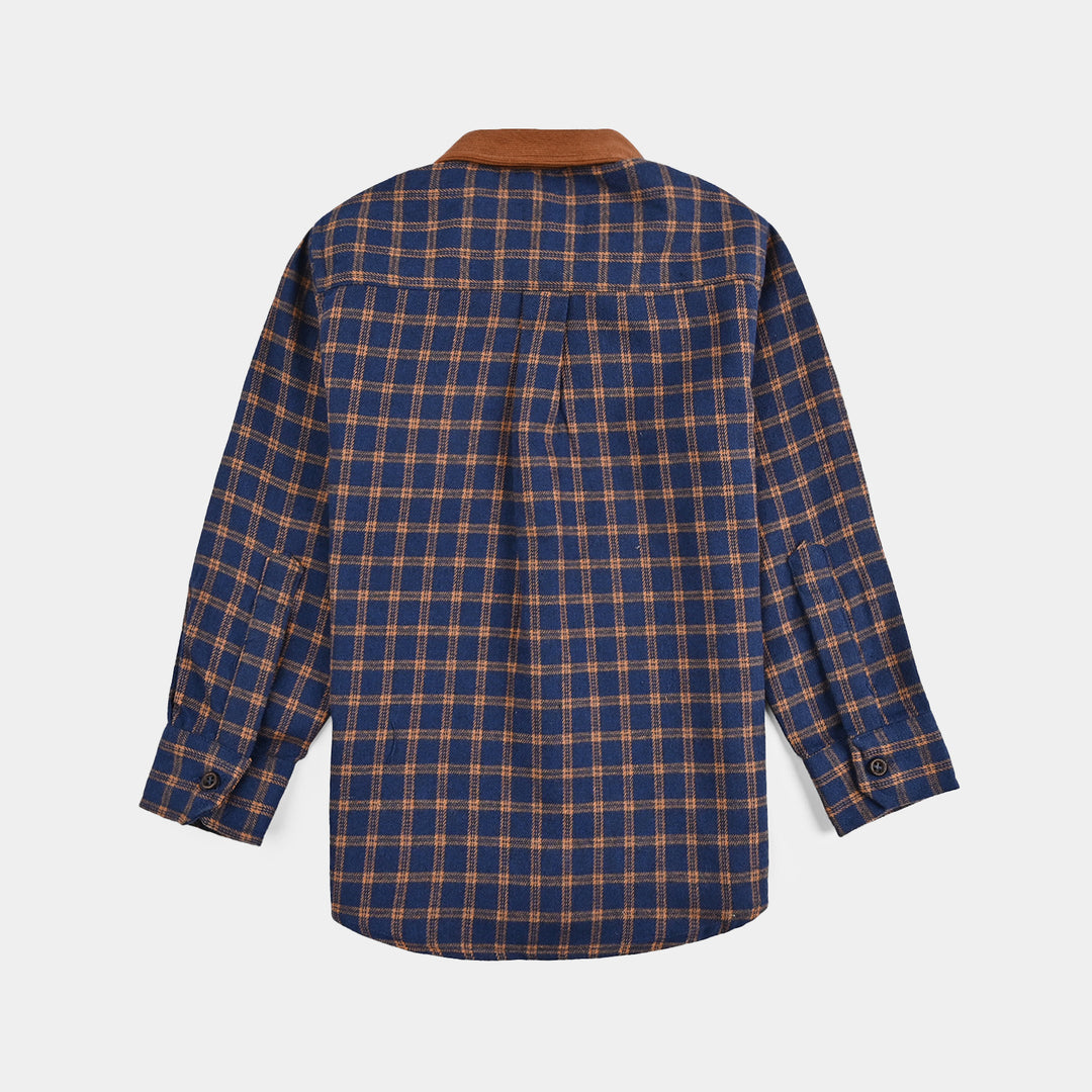 Boys Flannel Shirt F/S (Eight)-Blue Check