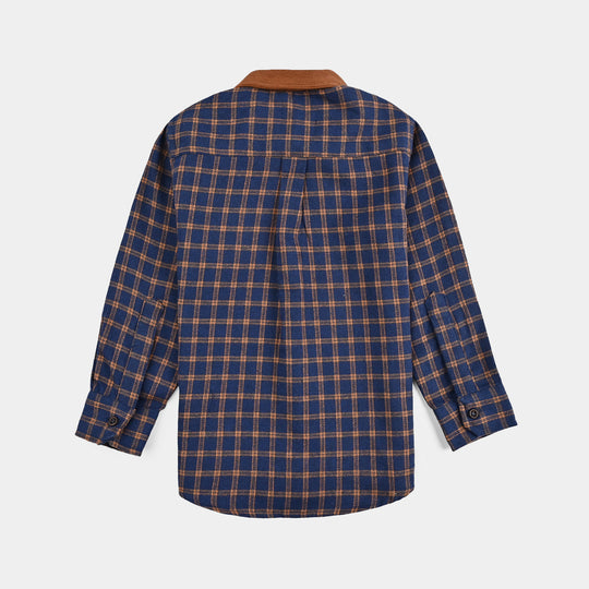 Boys Flannel Shirt F/S (Eight)-Blue Check