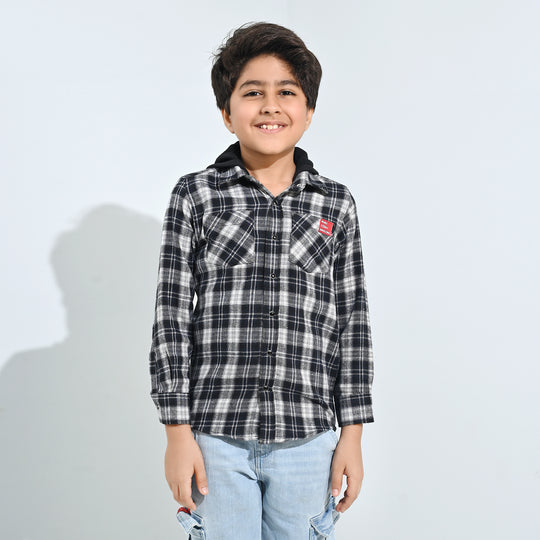 Boys Flannel Shirt F/S (Amazing Day)-Black Check