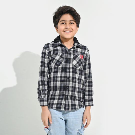 Boys Flannel Shirt F/S (Amazing Day)-Black Check