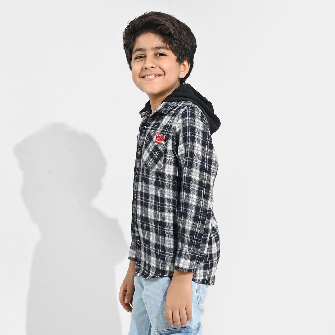 Boys Flannel Shirt F/S (Amazing Day)-Black Check