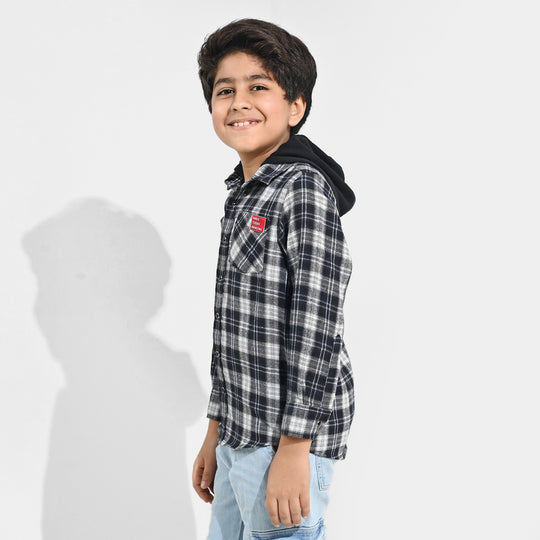Boys Flannel Shirt F/S (Amazing Day)-Black Check