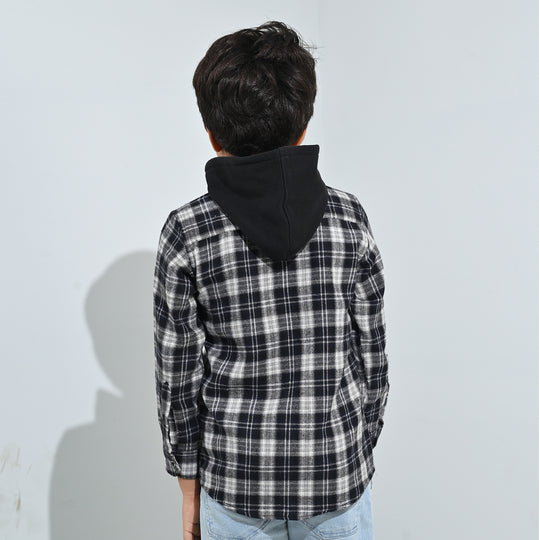Boys Flannel Shirt F/S (Amazing Day)-Black Check