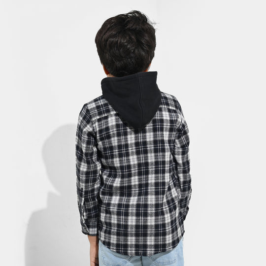 Boys Flannel Shirt F/S (Amazing Day)-Black Check