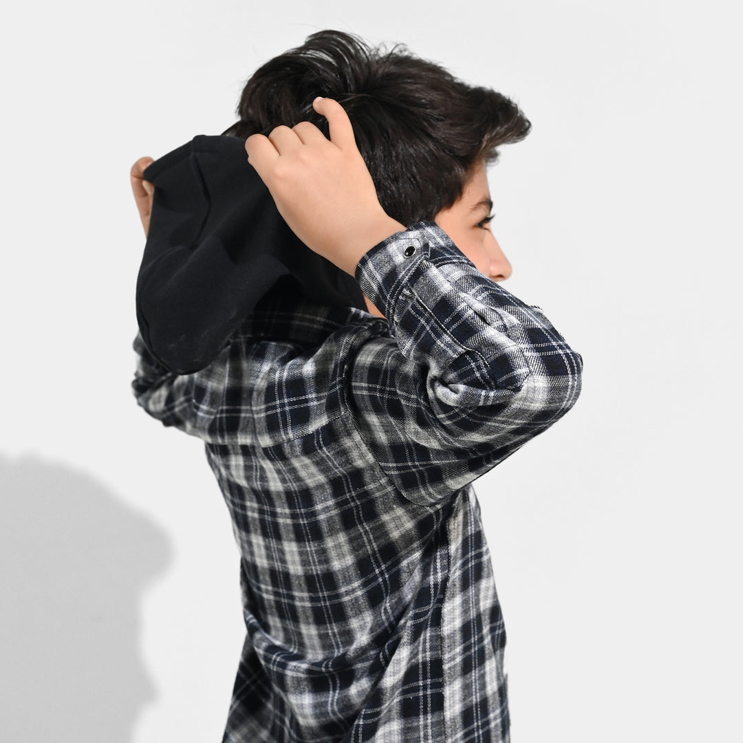 Boys Flannel Shirt F/S (Amazing Day)-Black Check