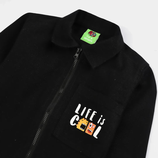 Infant Boys Denim rigid Shirt Life is Cool-BLACK