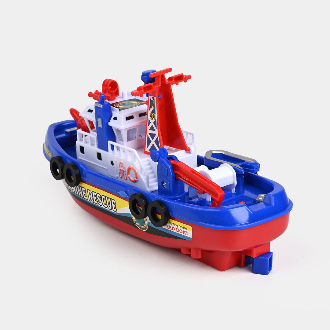 Fire Boat Toy Auto Water Spraying Educational Music Light