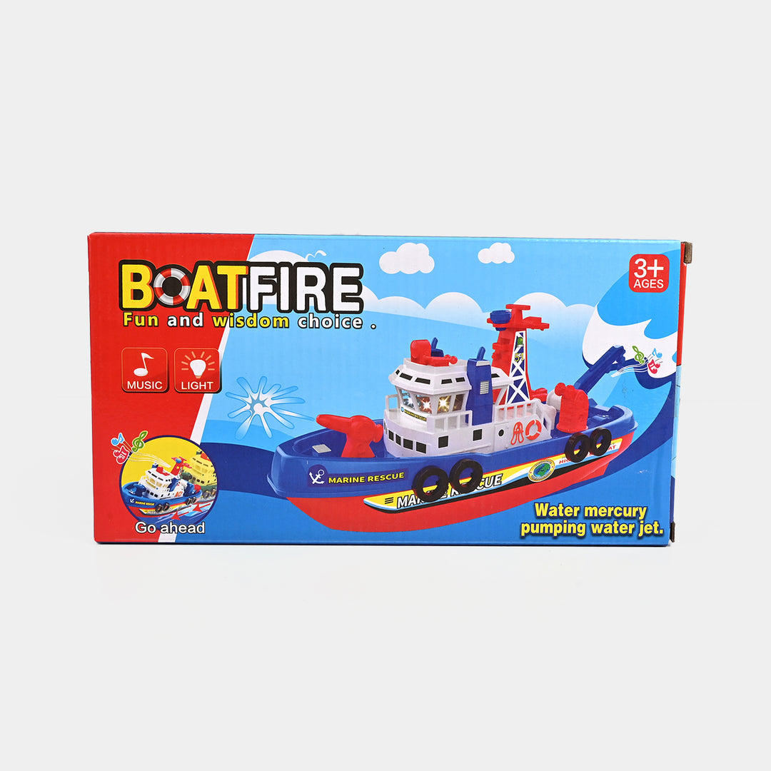 Fire Boat Toy Auto Water Spraying Educational Music Light