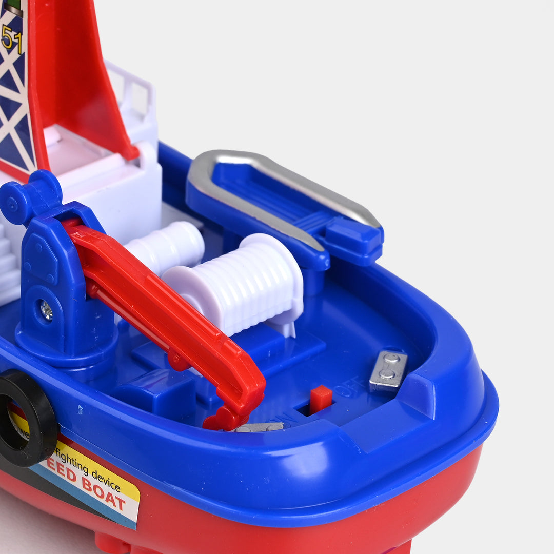 Fire Boat Toy Auto Water Spraying Educational Music Light