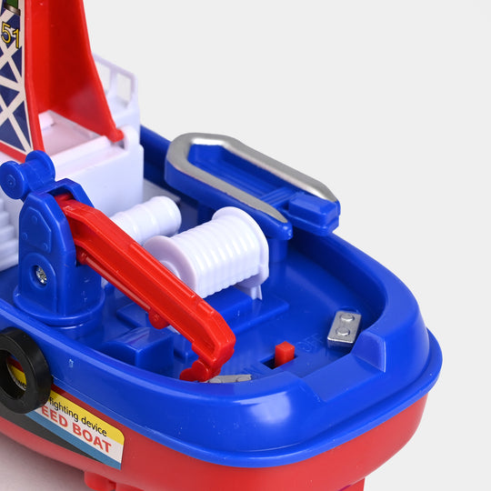 Fire Boat Toy Auto Water Spraying Educational Music Light