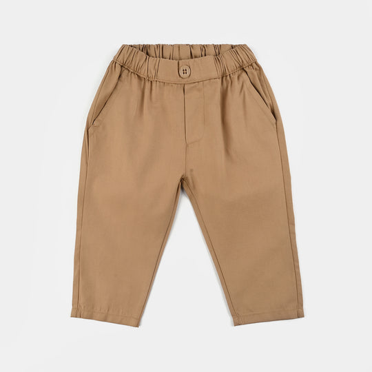 Infant Boys Cotton Twill 3PC Suit-Sun Dust-Brown/White