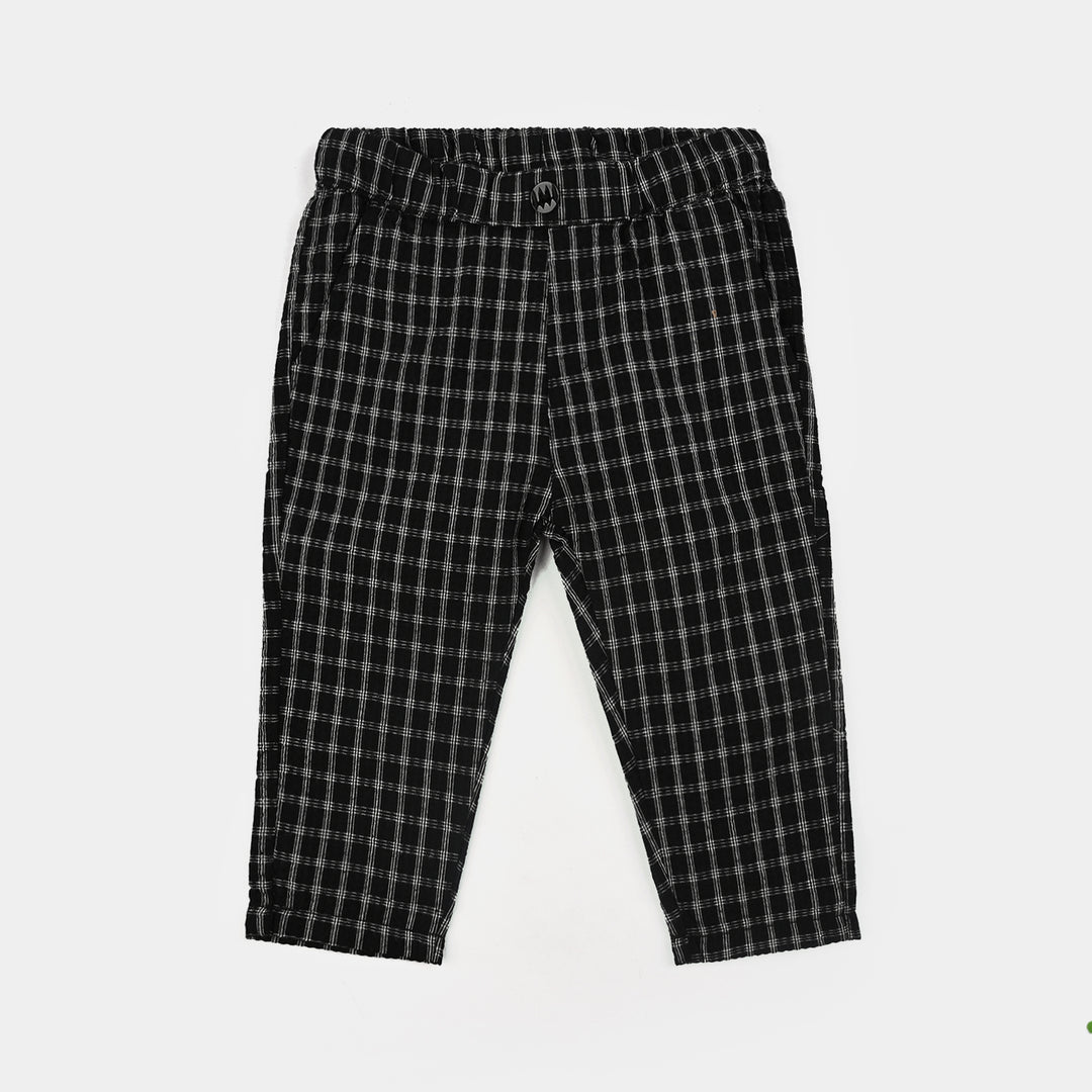 Infant Boys Yarn Dyed 3PC Suit-Black Checkered-Black/White