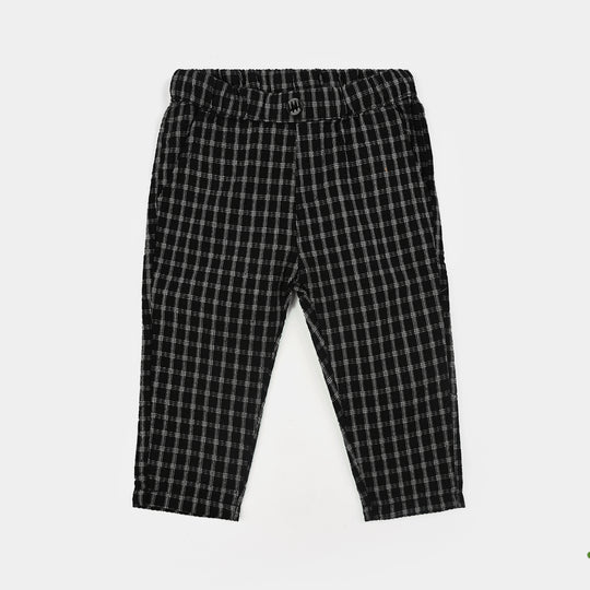 Infant Boys Yarn Dyed 3PC Suit-Black Checkered-Black/White