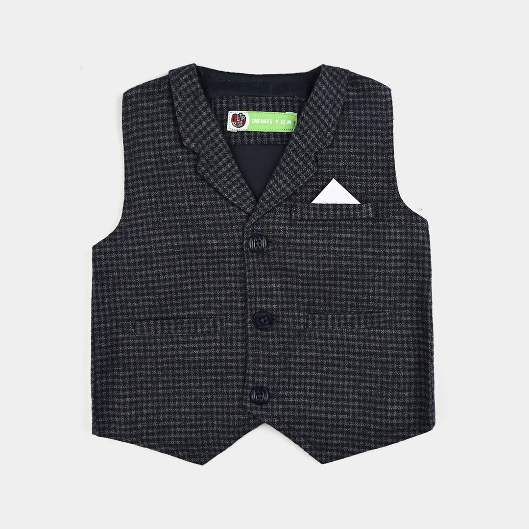 Infant Boys Flannel 3PC Suit-Little Gentle-Navy/White