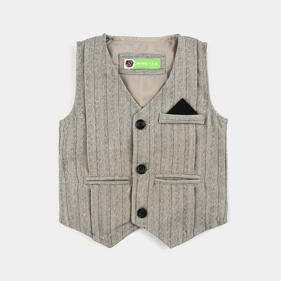 Infant Boys Yarn Dyed 3PC Suit-Mini Knot-Grey.Black