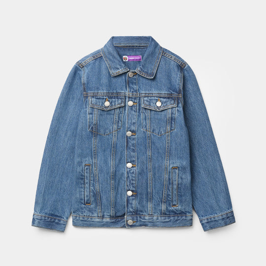 Boys Denim Stretch Woven Jacket Basic-Mid Blue