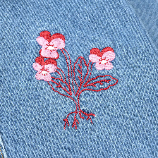 Girls Denim Stretch Woven Jacket Floral-Mid Blue