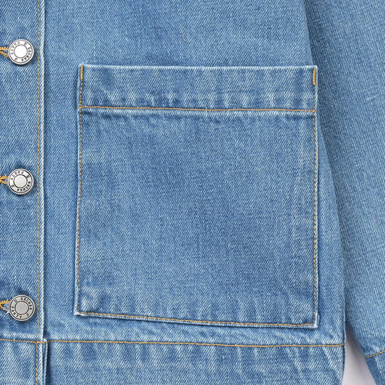 Girls Denim Stretch Woven Jacket Floral-Mid Blue