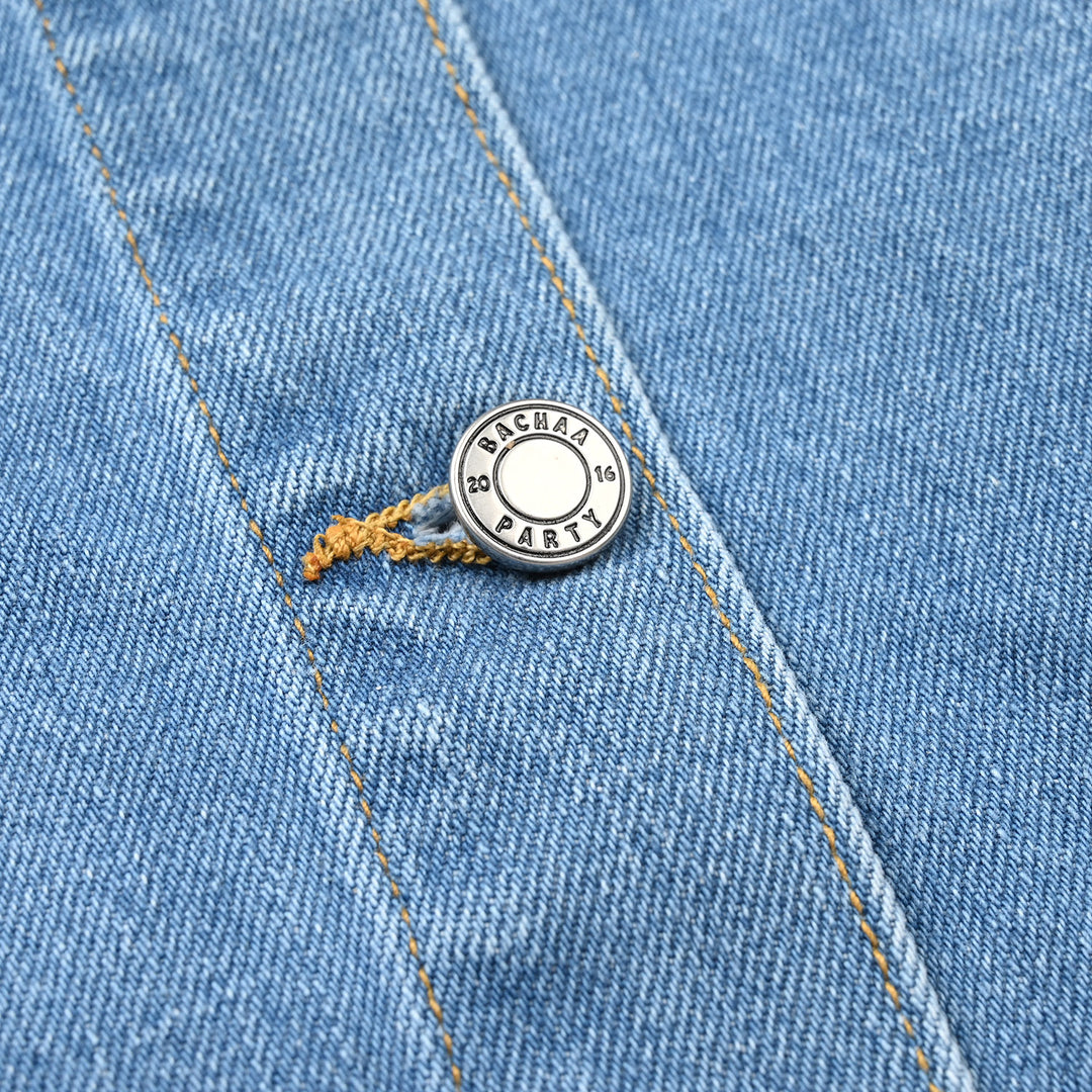 Girls Denim Stretch Woven Jacket Floral-Mid Blue