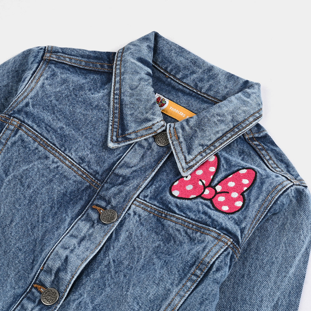 Girls Denim Stretch Woven Jacket BOW-Light Blue