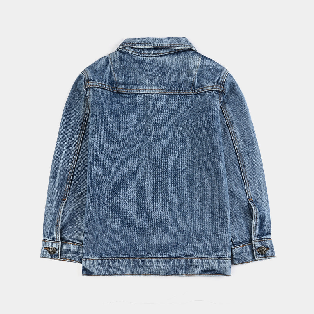 Girls Denim Stretch Woven Jacket BOW-Light Blue