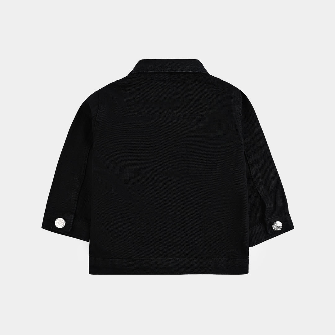 Infant Boys Denim Stretch Woven Jacket Basic-BLACK