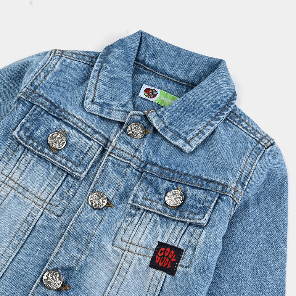 Infant Boys Denim Stretch Jacket Cool Dude-Mid Blue
