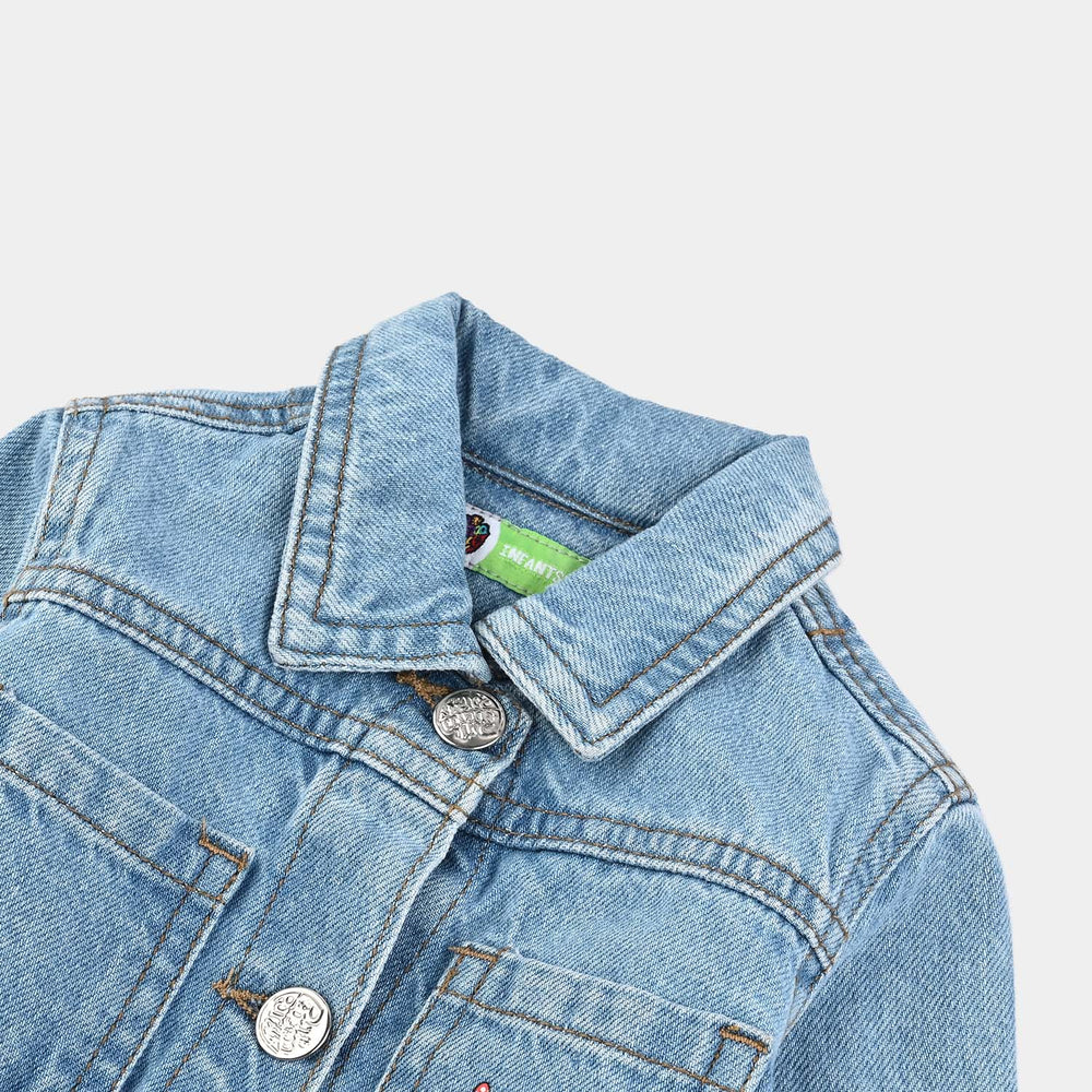 Infant Girls Denim Stretch Woven Jacket-Ice Blue