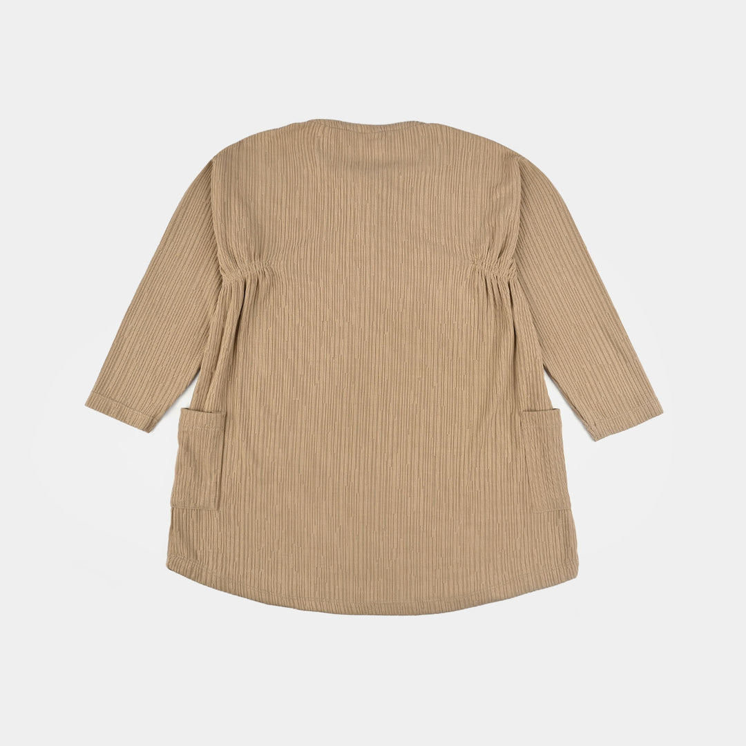 Girls Jacquard Frock TEXTURED MUD-Mud
