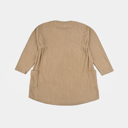 Girls Jacquard Frock TEXTURED MUD-Mud