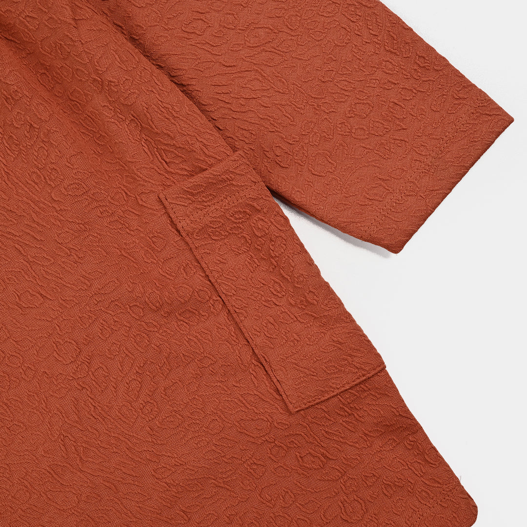 Girls Jacquard Frock TEXTURED-Rust