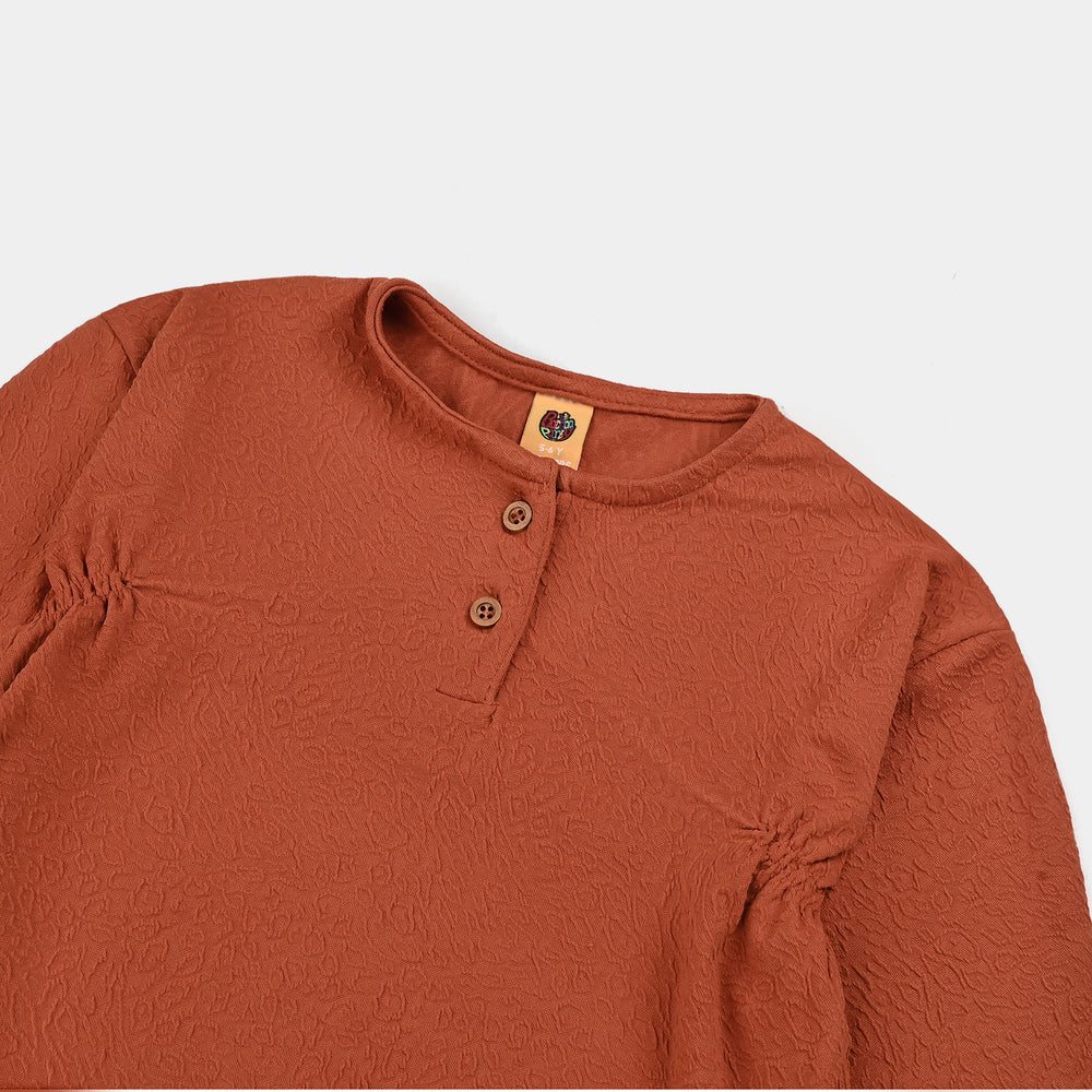 Girls Jacquard Frock TEXTURED-Rust