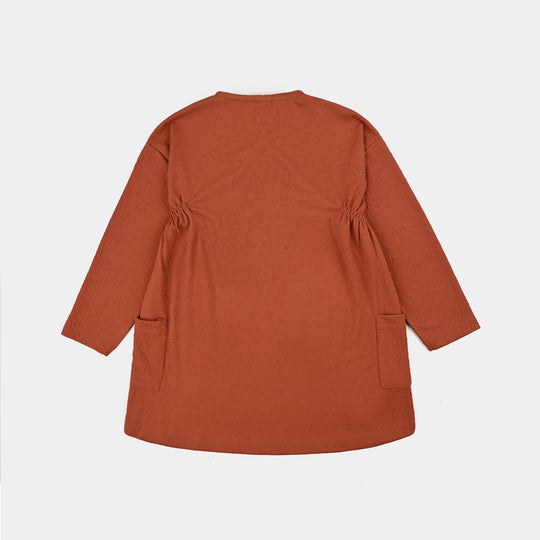 Girls Jacquard Frock TEXTURED-Rust