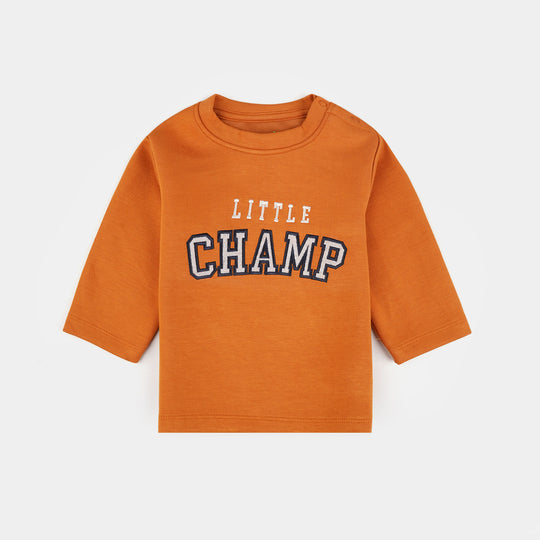 Infant Boys Cotton Interlock Suit Little champ-BROWN