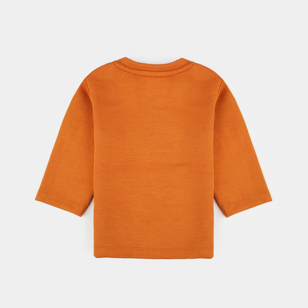 Infant Boys Cotton Interlock Suit Little champ-BROWN