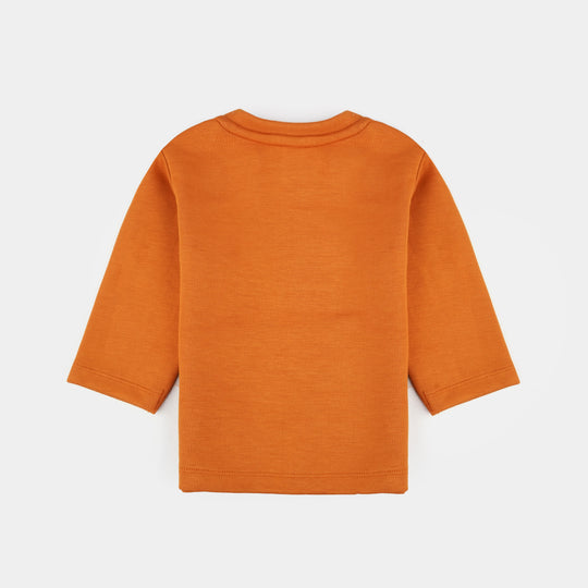 Infant Boys Cotton Interlock Suit Little champ-BROWN