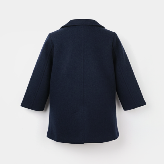 Boys Wool Trench Coat Horn - NAVY