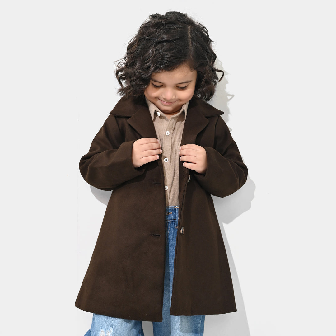 Boys Wool Trench Coat-B.Brown
