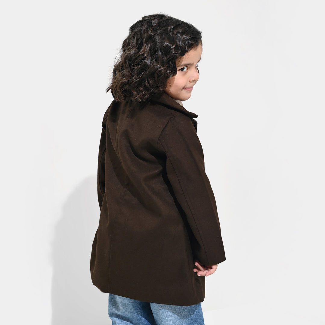 Boys Wool Trench Coat-B.Brown