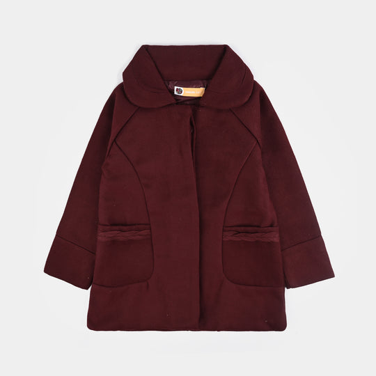 Girls Wool Trench Coat Princess-MAROON