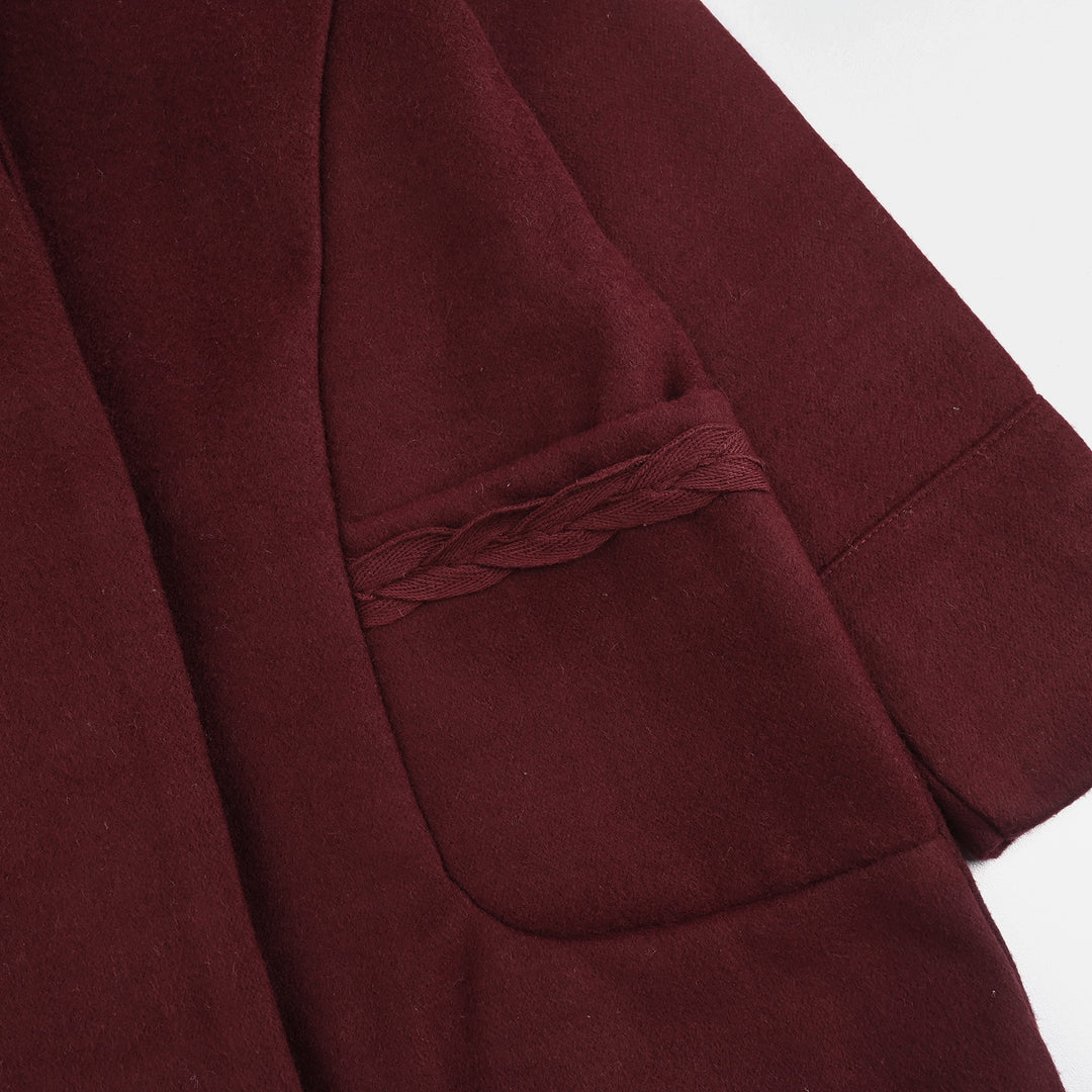 Girls Wool Trench Coat Princess-MAROON