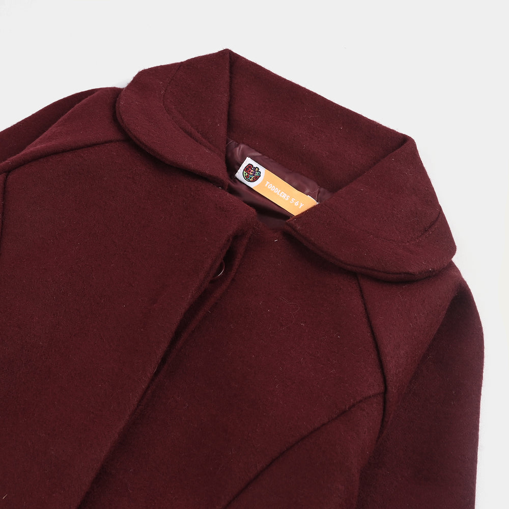Girls Wool Trench Coat Princess-MAROON