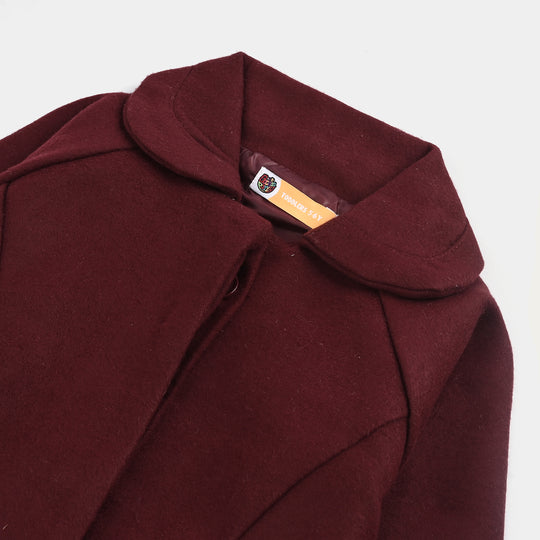 Girls Wool Trench Coat Princess-MAROON