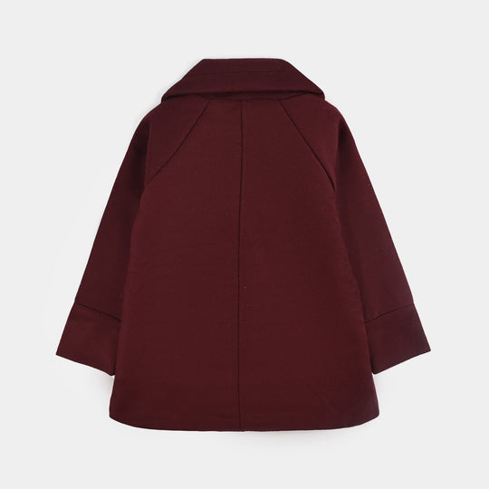 Girls Wool Trench Coat Princess-MAROON
